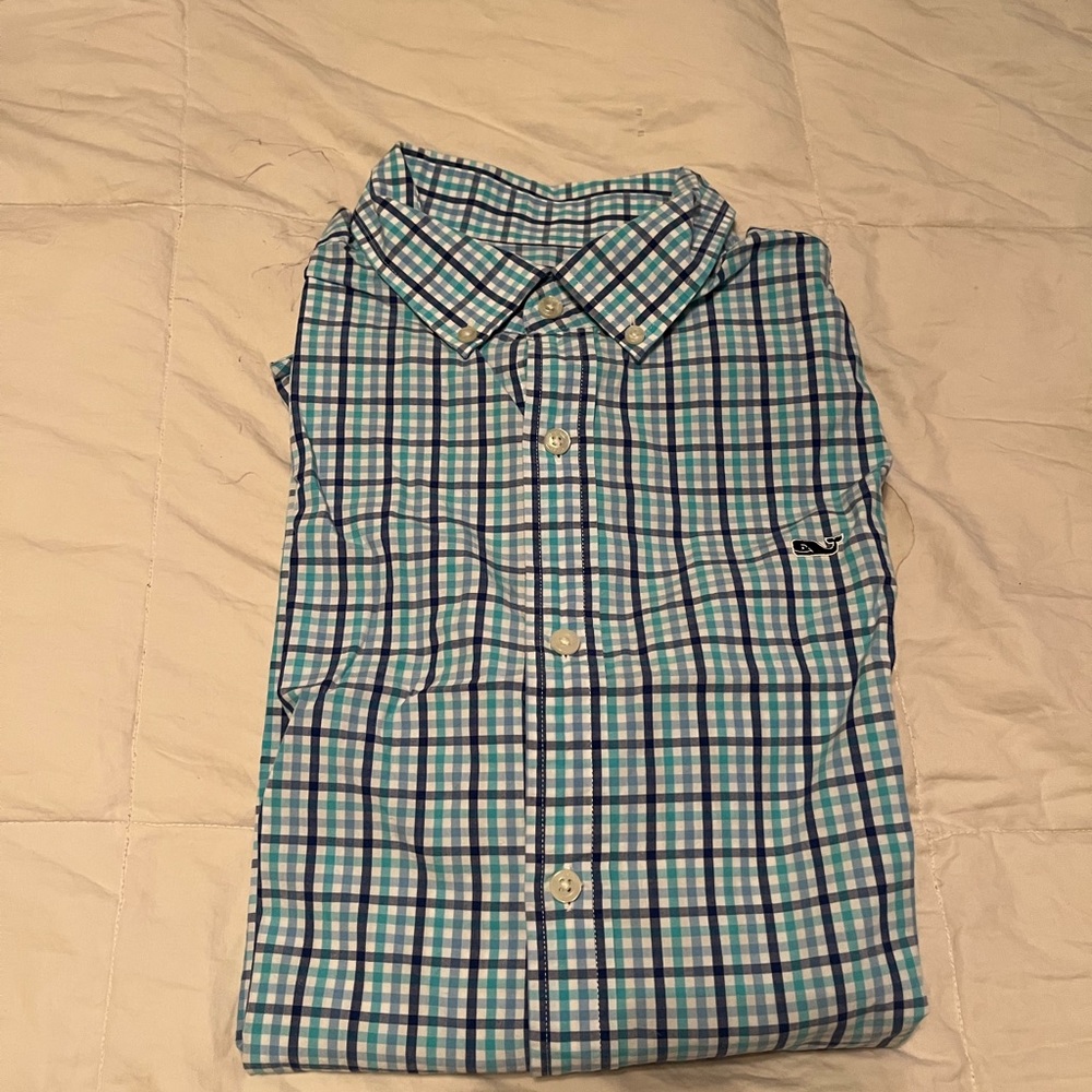 Vineyard Vines Blue and Green Casual Button Down Shirt